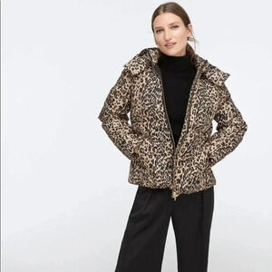 JCREW  Leopard puffer Jacket XXS